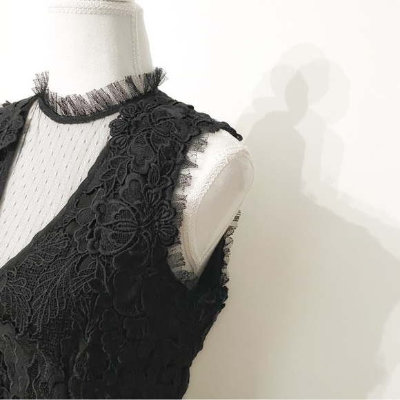 Heartloom BLACK LACE MESH SLEEVELESS LAYERED FORMAL COCKTAIL DRESS - Picture 4 of 9